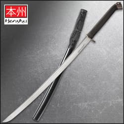 Honshu Boshin Damascus Katana With Scabbard - Damascus Steel, TPR Handle, Steel Guard And Pommel - Length 40 3/4”