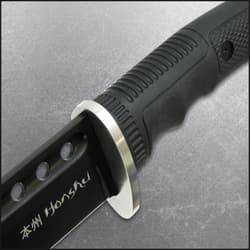 Black war sword comes with a heavy-duty sheath and has a TPR injection handle.