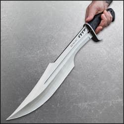 Honshu Spartan Sword And Sheath - 7Cr13 Stainless Steel Blade, Grippy TPR Handle, Stainless Steel Guard - Length 23”