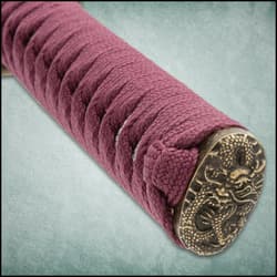 Close up image of the tsuba on the Katana.