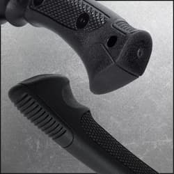 Close up images of the handles of the Training Spartan Sword and Training Battle Axe included in the Tactical Arsenal Bundle.