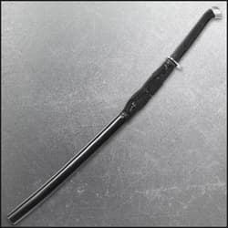 Zoomed view of stainless steel guard on a japanese sword