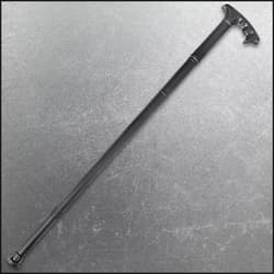 The blade is shown atop its cane housing, all of which seamlessly matches.