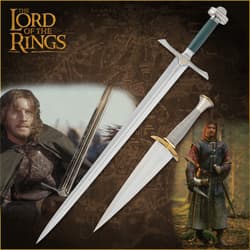 Two swords with characters from a fantasy movie