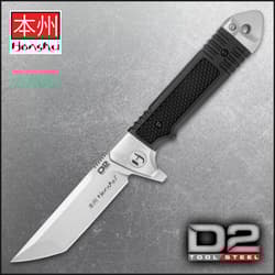 Honshu knife with D2 tool steel blade and black handle