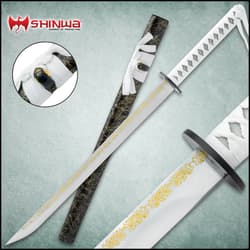 Different views of the Shinwa White Emperor Samurai Short Sword