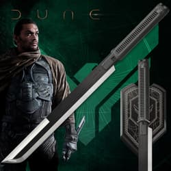 Character in armor with a sword, Dune theme