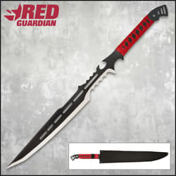 Fantasy sword with red handle and sheath