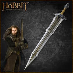 Character holding a sword with a map background