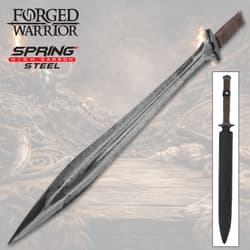Forged Warrior sword with high carbon steel blade and leather grip