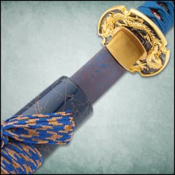 The blue lacquered scabbard