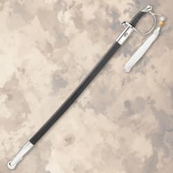 Ceremonial sword with black scabbard and decorative hilt