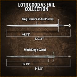 Comparison of King Elessar's Anduril and Witch King's sword with dimensions