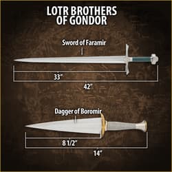 Dimensions of two swords labeled as belonging to Gondor brothers