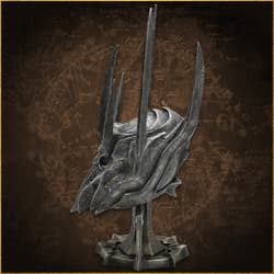Side view image of the Half Scale Helm of Sauron included in the Sauron Collection.