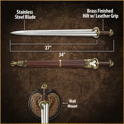 Sword dimensions and wall mount details on map