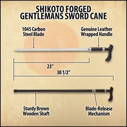 Shikoto Forged Gentlemans Sword Cane 1045 Carbon