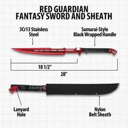 Diagram of Red Guardian sword with dimensions and features