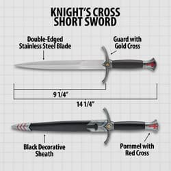 Diagram of Knight's Cross short sword with measurements