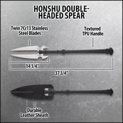 Diagram of Honshu double-headed spear with dimensions