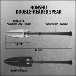 Diagram of Honshu double-headed spear with dimensions and features