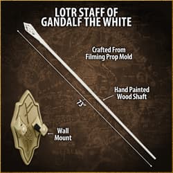 Diagram of Gandalf's staff with dimensions and wall mount