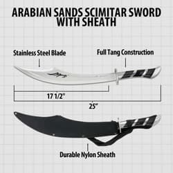Diagram of Arabian Sands Scimitar with dimensions