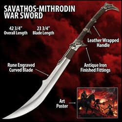 Showing the dimensions of the sword