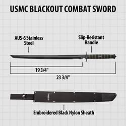 Diagram of USMC Blackout Combat Sword with dimensions