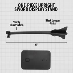 Diagram of a 23-inch black sword stand with labels