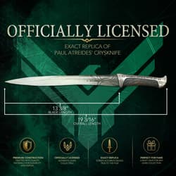 Officially licensed replica of Paul Atreides' crysknife with dimensions