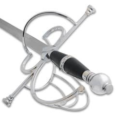 Detailed view of rapier's hilt and grip