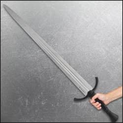 Honshu One Hand Damascus Broadsword in hand