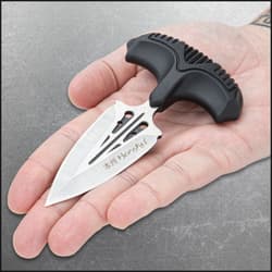 Honshu Small Covert Defense Push Dagger And Sheath - 7Cr13 Stainless Steel Blade, Molded TPR Handle - Length 4 3/4&rdquo;