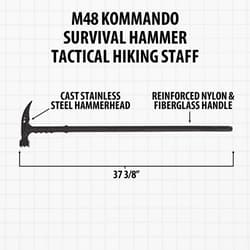 M48 Kommando survival hammer with labeled features