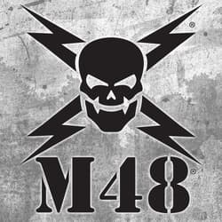 M48 logo with skull and lightning bolts