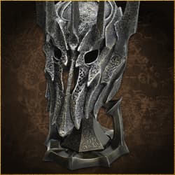 Close up image of the Half Scale Helm of Sauron included in the Sauron Collection.