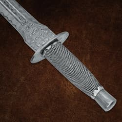 Close-up of sword handle with wire wrapping