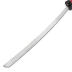 Close-up of katana blade with wavy pattern