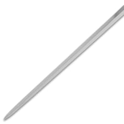 Close-up of a polished steel blade tip