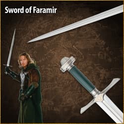 Sword of Faramir with character image and map background