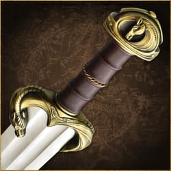 Sword hilt with horse design on map background