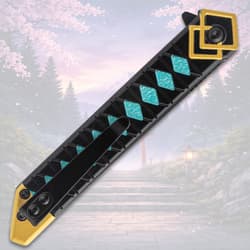 Knife handle with teal diamond pattern and pocket clip