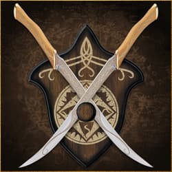 Crossed swords on a decorative wall mount