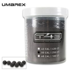 Container of T4E rubber training balls with caliber options
