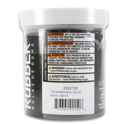 Back of T4E rubber ball container with warnings and barcode