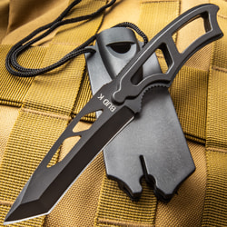 Black Legion Ninja Bag of Tricks - Knife, Push Dagger, Spikes, Caltrops  in Nylon Sheath