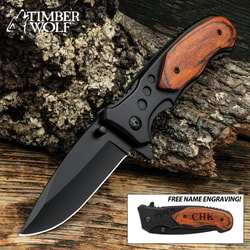 Timber Wolf Expedition Pocket Knife - 3Cr13 Stainless Steel Blade, Engravable Pakkawood Handle, Assisted Opening