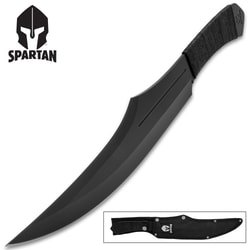 Spartan Throwing Knife And Sheath - One-Piece Stainless Steel Construction, Cord-Wrapped Handle - Length  17 1/8”