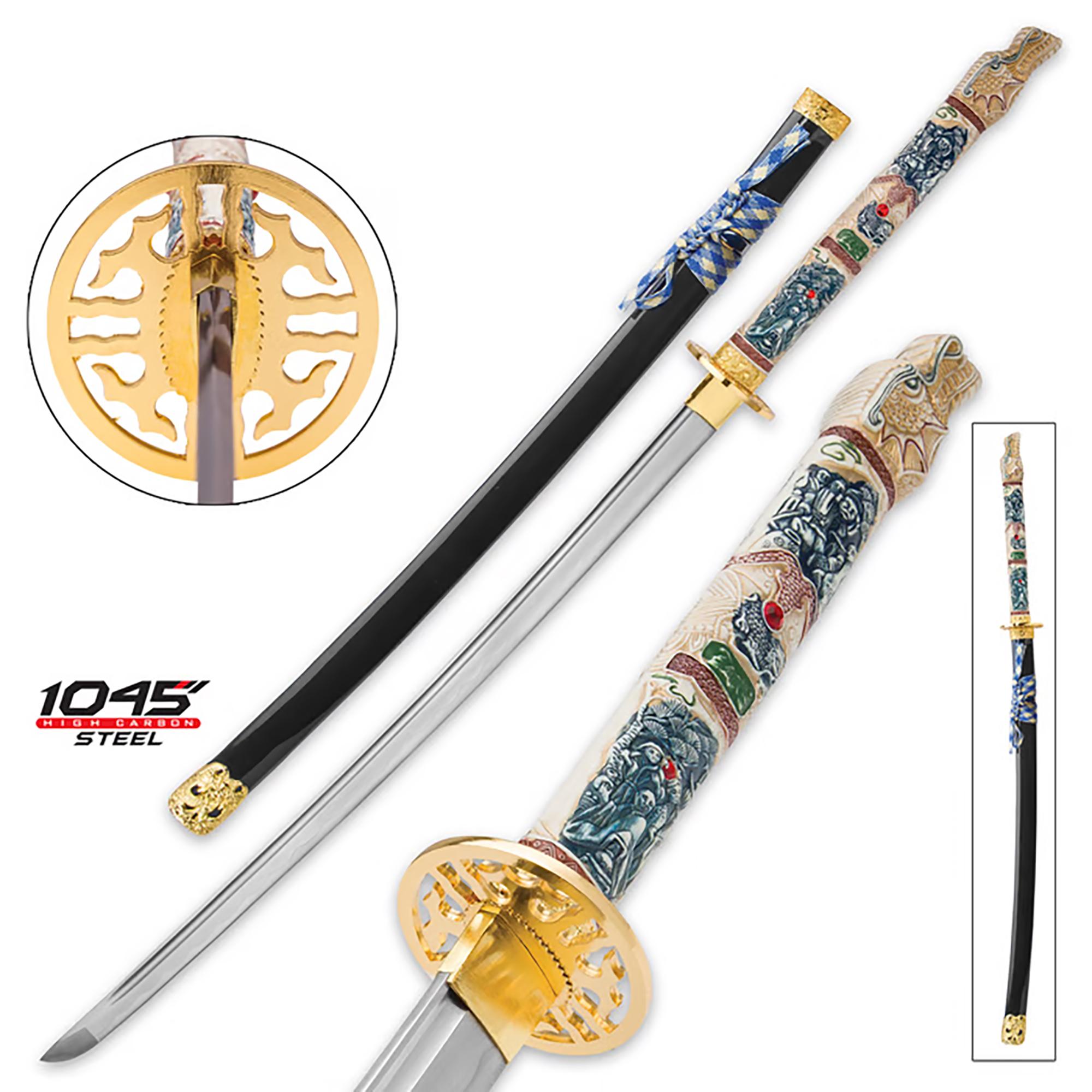 highlander-dragon-katana-1045-steel-black-saya image